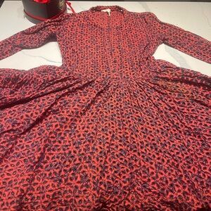 Maje Red and Black Long Sleeve Dress Size 3